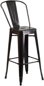 BARSTOOL HIGH BLACK ANT/GOLD 30"