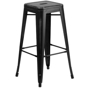 BARSTOOL HIGH DISTRESS BLACK 30"