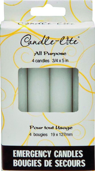 Candle-lite 3/4X5in White Emergency Candle, 4 Count