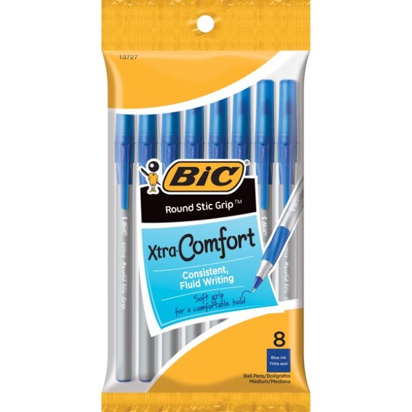 BIC Xtra Comfort Round Stic Medium Ballpoint Pens Blue - 8ct