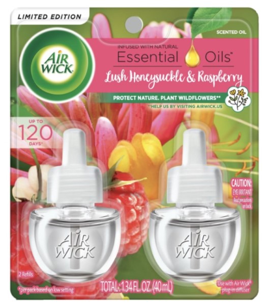 Wick Plug in Scented Oil Refill Lush Honeysuckle and Raspberry Air