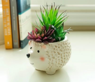 HEDGEHOG CERAMIC PLANTER BRN 6"