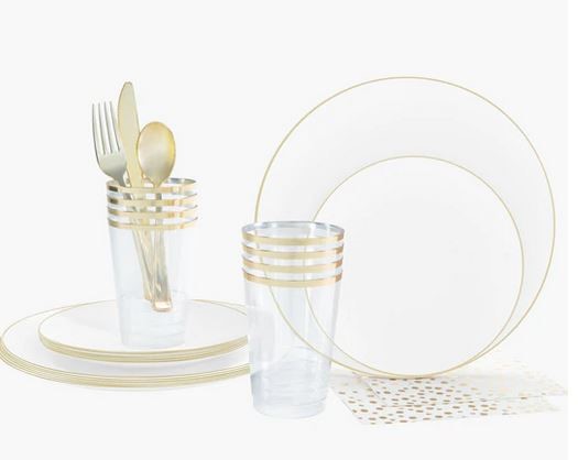 White/Gold 56PC Party Set