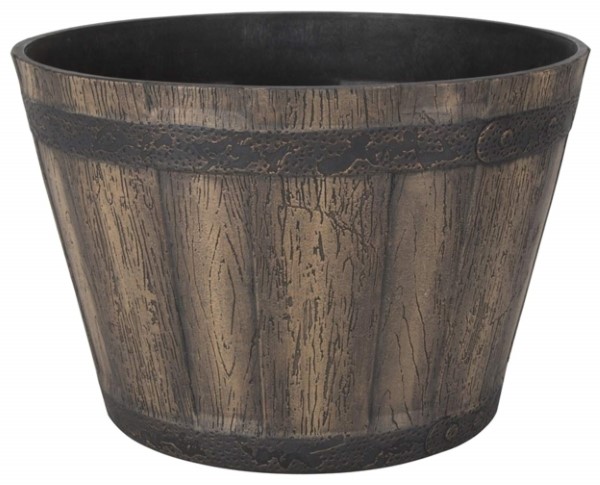 Landscapers Select PT-S056 Whiskey Barrel Planter - Weathered Oak