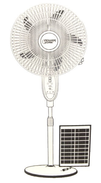 PowerZone 16" Rechargeable Oscillating Solar Fan | White