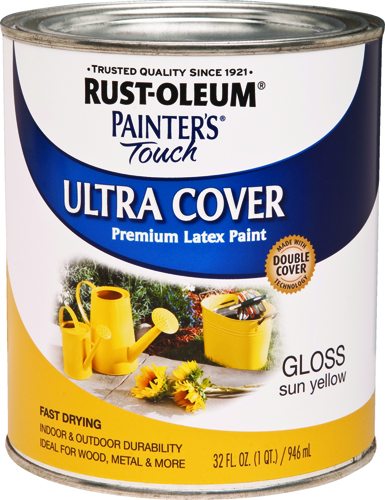 RUST-OLEUM PAINTER'S Touch 1945502 Brush-On Paint, Gloss, Sun Yellow, 1 qt