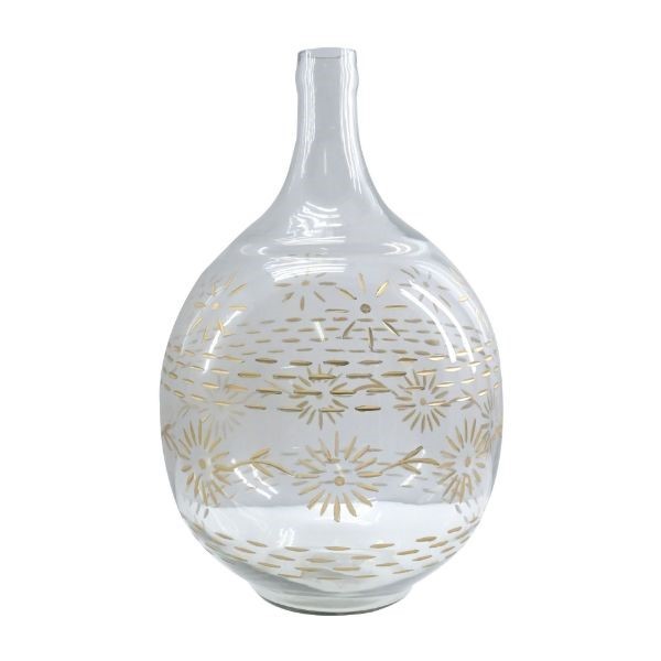 Glass Etched Flowers LG Vase