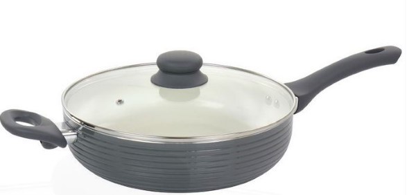 Oster 3.5 Quart Nonstick Aluminum Saute Pan with Lid in Gray