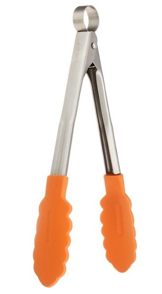 Cuisipro Silicone Locking Tongs 9.5 Inch, Orange