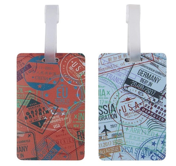 Travelon Summer Passport Stamps Luggage ID Tags - Set of 2