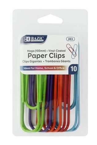 Bazic Paper Clips Mega Color 10pc