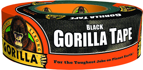 Gorilla 60124 Heavy-Duty Duct Tape, 12 yd L, 2 in W, Black