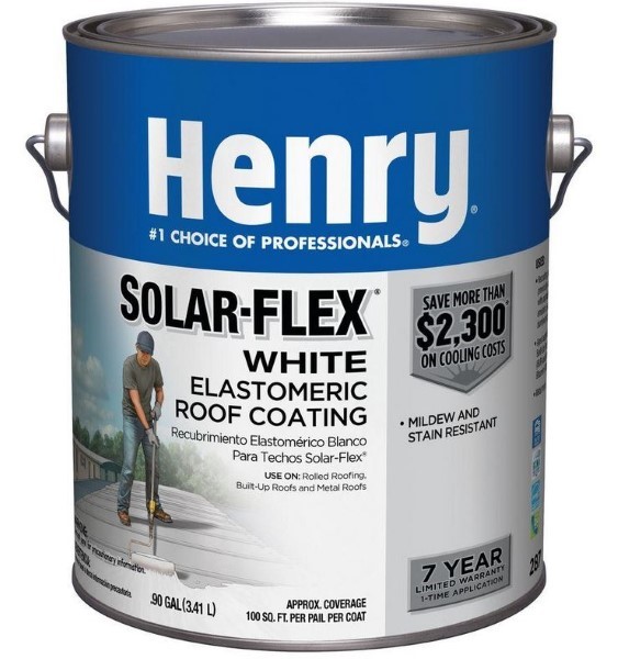 Henry HE287SF046 Elastomeric Roof Coating, White, 0.9 gal Pail