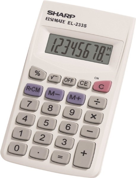 Sharp EL233SB Pocket Calculator, LCD, 8 Display, LR1130 Battery, 8 mm