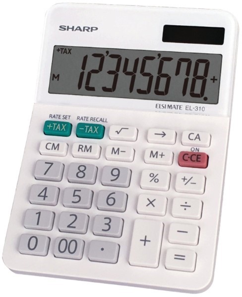 Sharp EL310WB Mini-Desktop Calculator, LCD, 8 Display, LR44 Battery, 18 mm