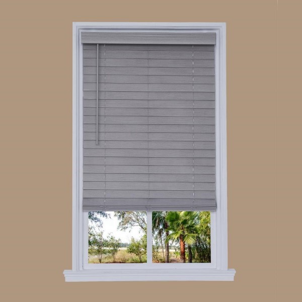 60X52 FAUX WOOD BLIND GREY