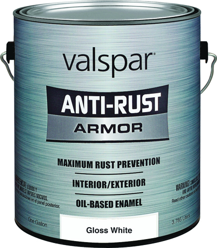 VALSPAR 21800 Anti-Rust Armor Oil Gloss Enamel, Gloss, White, 1 gal