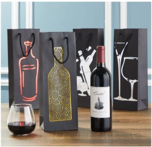 Black Wine Bottle Gift Bags with Handles