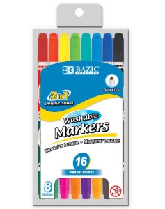 BAZIC 10 DBL TIP WASHABLE MARKER