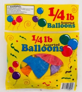 1/4 Lb Assorted Color Print Balloons, 11 inch