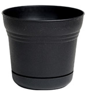 Bloem Saturn Planter, Black Matte 7"