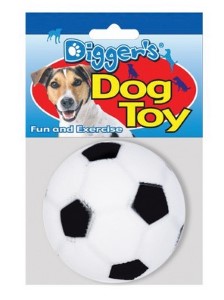 Diggers Black/White Soccer Ball Vinyl Dog Toy, Medium