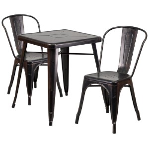 TABLE 2 CHAIR 23"SQU BLK/GLD MET