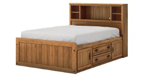 3PC FULL BOOKCASE BED CHESTNUT