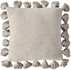 Cotton GRY/IVRY Pillow W/Tassel