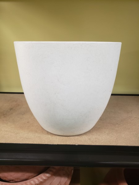 PLANTER EGG WHITE STONE 9IN