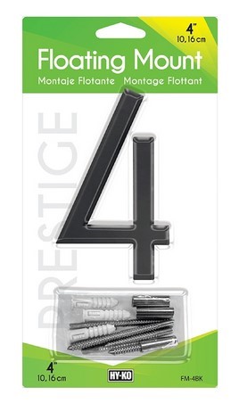 HY-KO Fm-4bk-4 House Number #4 - Black Character, 4"