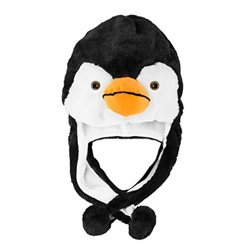 PENGUIN PLUSH SKI HAT BLK/WHT