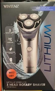 Vivitar Waterproof 3-Head Rotary Cordless Lithium Rechargeable Men's Shaver