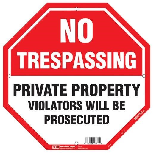 SIGN PLST NO TRESPASSING RND 12"