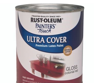 Rust-Oleum Painters Touch Ultra Cover Latex Enamel Colonial Red Gloss Quart