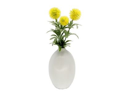 Flora Bunda Artificial Flower Pom Pom in Ceramic Vase | Yellow | 11 inch