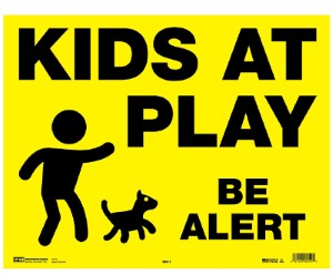 Hy-Ko MKP-1 Kids At Play Be Alert Sign, Black/Yellow