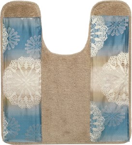 Popular Bath Fallon Collection Contour Bath Rug | Aqua/Beige