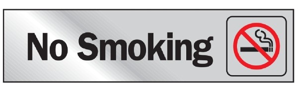 Hy Ko 472 Graphic Sign No Smoking Silver Background, Vinyl 2"x8"