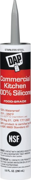 Dap 08660 Stainless Steel Commercial Kitchen 100% Silicone Sealant, 9.8oz