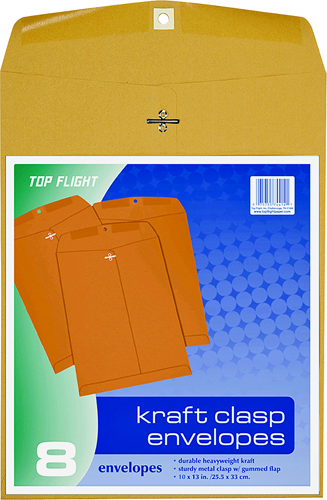 TOP FLIGHT 6911004 Envelope, 10 in x 13 in, Clasp Closure