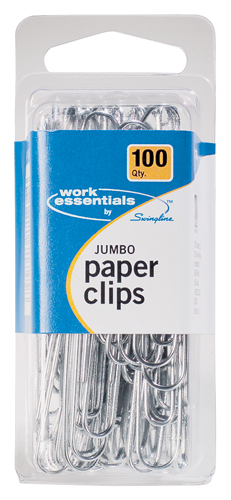 Swingline Work Essentials S7071745 Jumbo Paper Clips, Silver