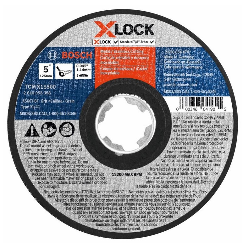 5 In. x .045 In. X-LOCK Arbor Type 1A (ISO 41) 60-Grit Fast Metal/Stainless