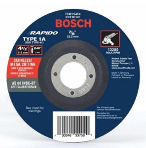 4-1/2 In. x 7/8 In. Arbor Type 1A (ISO 41) 60 Grit Rapido Fast
