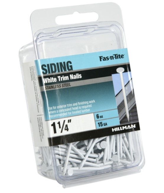 Fas-n-Tite White Colored Stainless Steel Trim Nails, 1-1/4"