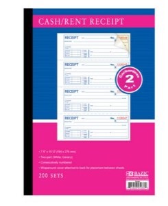 CARBONLE CASH/RENT RECEIPT BOOK