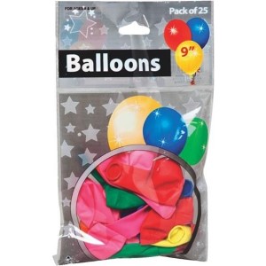 BALLOONS 25CT 9IN ASST COLOR