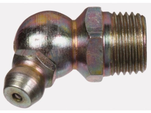 Metric Grease Fitting - 45-Degree Button-Head w/ M10-1.00 Fine Pitch