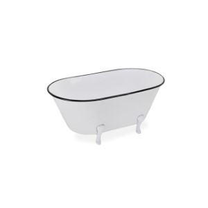 Metal Tub Decor - White