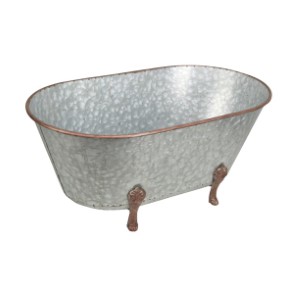 Metal Tub Decor - Gray